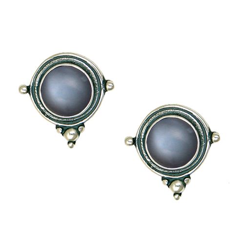 Sterling Silver Grey Moonstone Post Stud Earrings